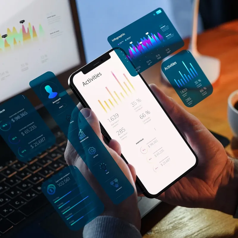 Mobile app dashboard on a smartphone