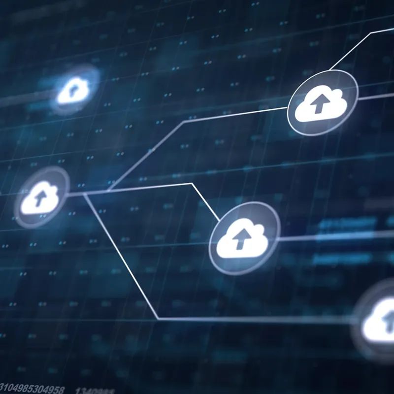 Connected cloud network illustration