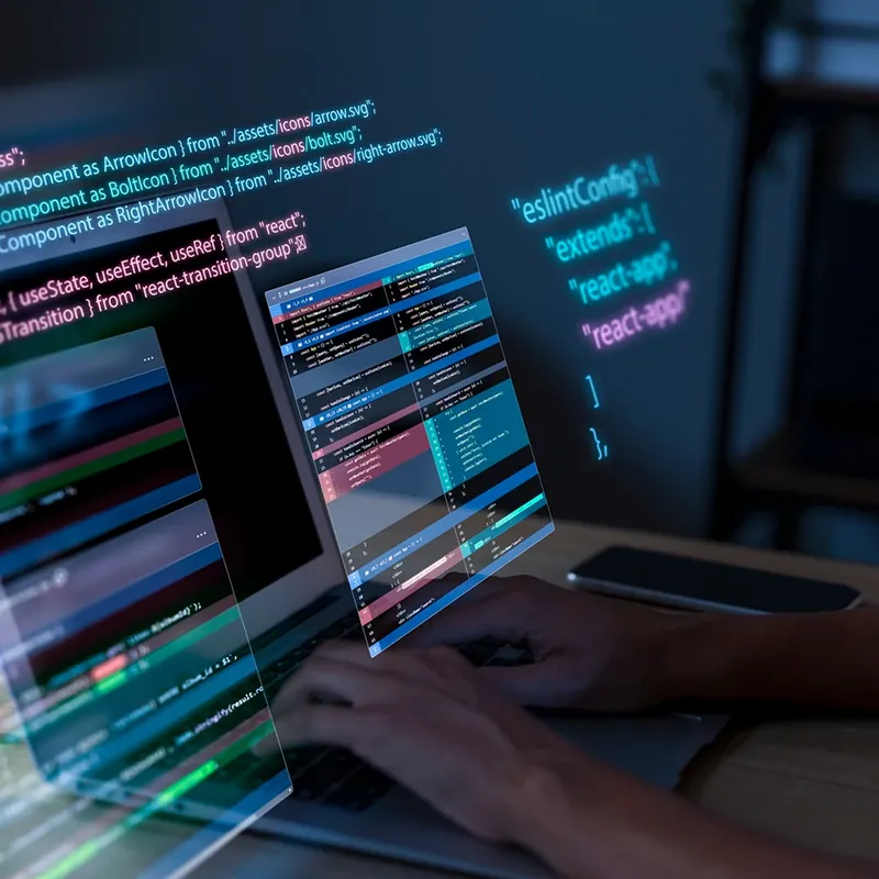 Developer writing website code on a laptop